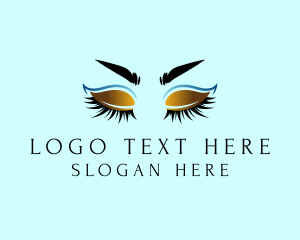 Girl - Gold Eyebrow Lashes logo design