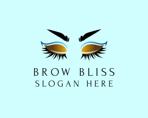 Gold Eyebrow Lashes logo design