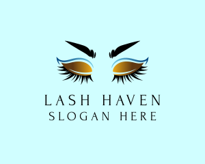 Gold Eyebrow Lashes logo design