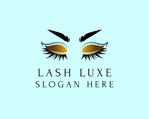 Gold Eyebrow Lashes logo design