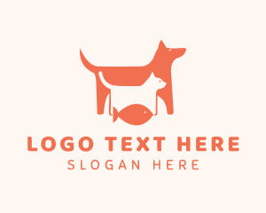 Veterinarian - Orange Cat Dog Fish logo design