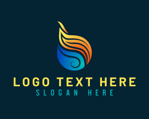 Fire - Water Fire Droplet logo design