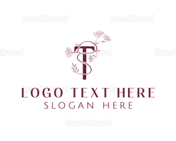 Floral Cosmetics Letter T Logo