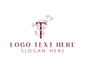 Floral Cosmetics Letter T Logo