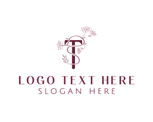 Letter T - Floral Cosmetics Letter T logo design
