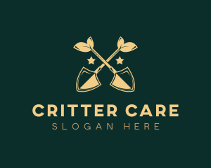 Lawn Care Shovel Landscaper logo design