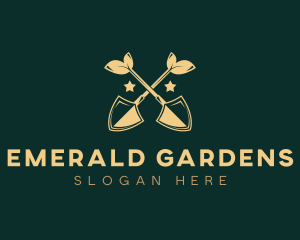 Lawn Care Shovel Landscaper logo design