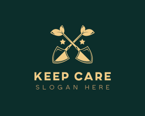 Lawn Care Shovel Landscaper logo design