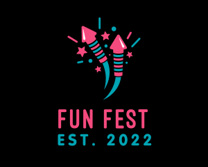 Fest - Cute Rocket Fireworks logo design