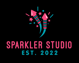 Sparkler - Cute Rocket Fireworks logo design