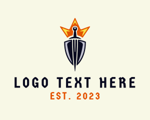 Dagger - Crown Sword Shield logo design