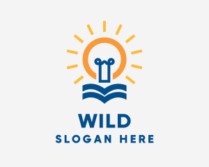 Book - Education Lightbulb Book logo design
