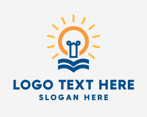 Tutorial Center - Education Lightbulb Book logo design