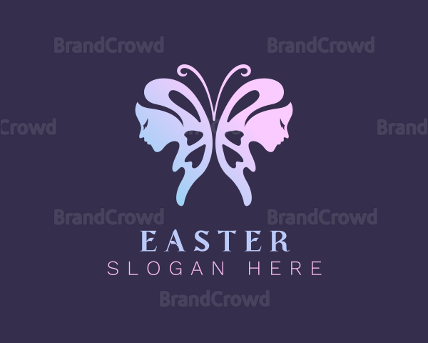 Elegant Butterfly Woman Logo