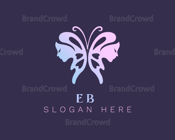 Elegant Butterfly Woman Logo