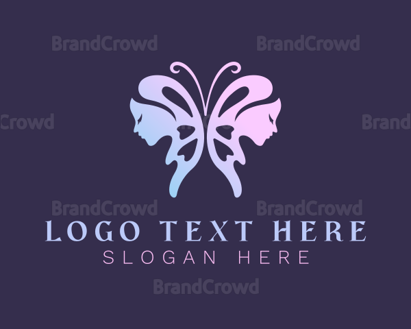 Elegant Butterfly Woman Logo