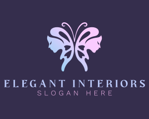 Elegant Butterfly Woman logo design