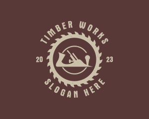 Hand Plane Saw Woodworking logo design