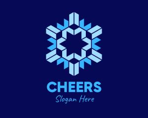 Geometric Papercut Snowflake Logo