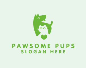 Dog Cat Pet Heart logo design