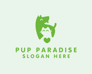 Dog Cat Pet Heart logo design