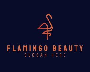 Flamingo Swan Monoline logo design