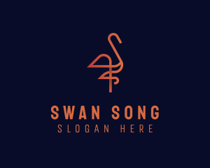 Flamingo Swan Monoline logo design