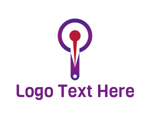 Purple Magnifying Pin logo design