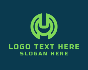 Futuristic - Green Letter M Gaming logo design