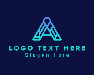 Futuristic - Digital Cyber Letter A logo design