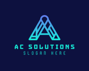 Digital Cyber Letter A logo design