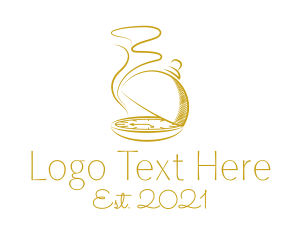 Caterer - Golden Food Dome Clock logo design