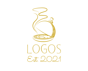 Culinary - Golden Food Dome Clock logo design