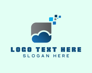 Rain - Digital Pixel Cloud logo design