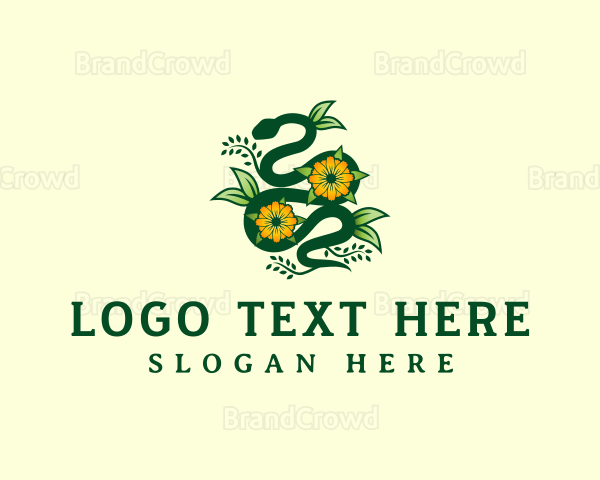 Floral Flower Snake Logo