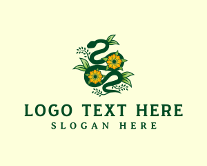 Wild - Floral Flower Snake logo design