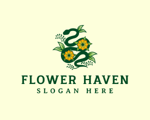 Floral Flower Snake logo design