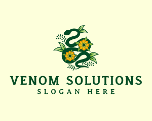 Floral Flower Snake logo design