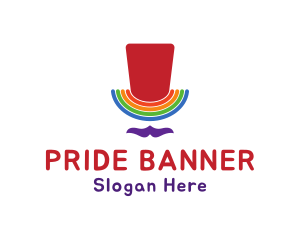 Rainbow Pride Top Hat logo design