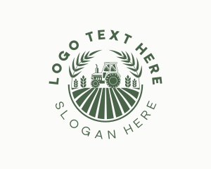 Land - Tractor Wheat Field logo design