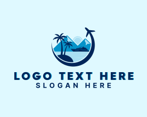 Boat - Mountain Beach Travel logo design