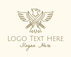 Eagle - Gold Eagle Sword Emblem logo design