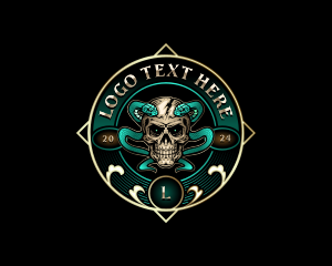 Vintage - Skull Venom Serpent logo design