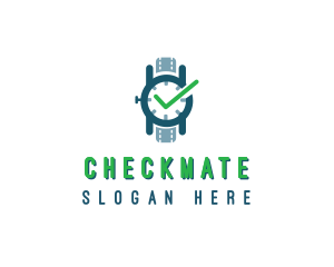 Wristwatch Time Checkmark logo design