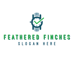 Wristwatch Time Checkmark logo design