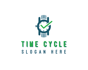 Wristwatch Time Checkmark logo design