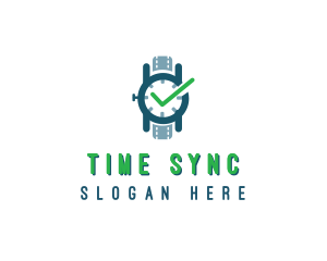 Wristwatch Time Checkmark logo design