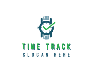 Wristwatch Time Checkmark logo design