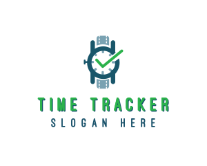 Wristwatch Time Checkmark logo design