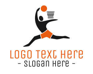 Ball - Basketball Player Hoop logo design